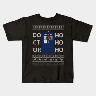 Doctor Who Tardis Ho Ho Ho Christmas Knit Kids T-Shirt